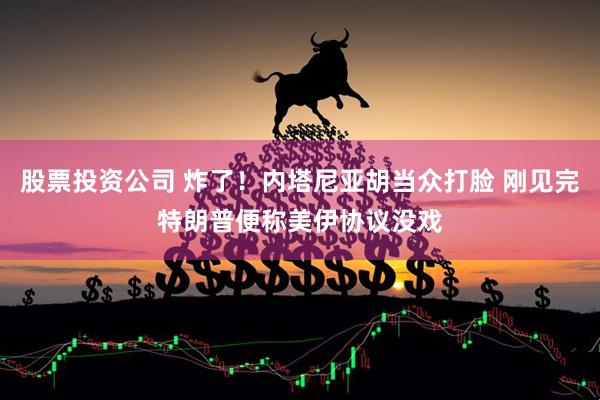 股票投资公司 炸了！内塔尼亚胡当众打脸 刚见完特朗普便称美伊协议没戏